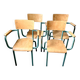 Set of four school teacher armchairs