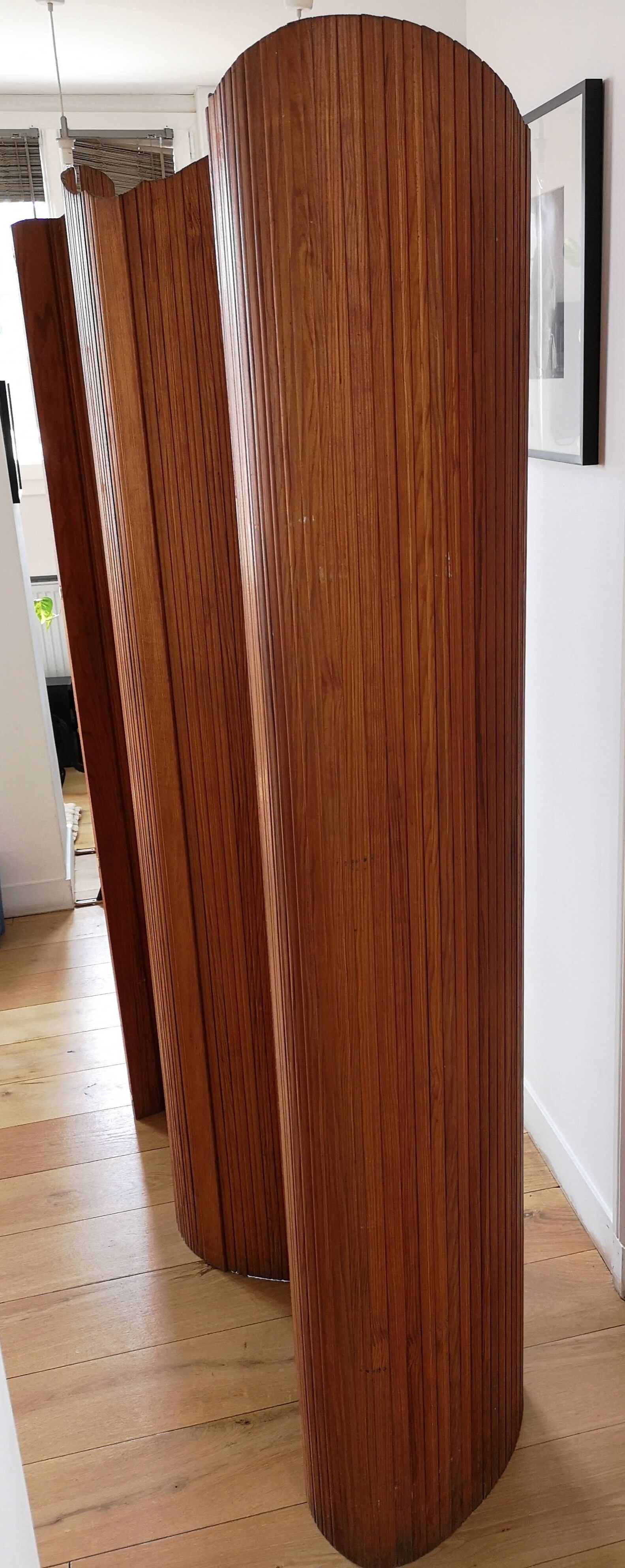 Screen old 50s style Baumann corrugated wood articulated vintage