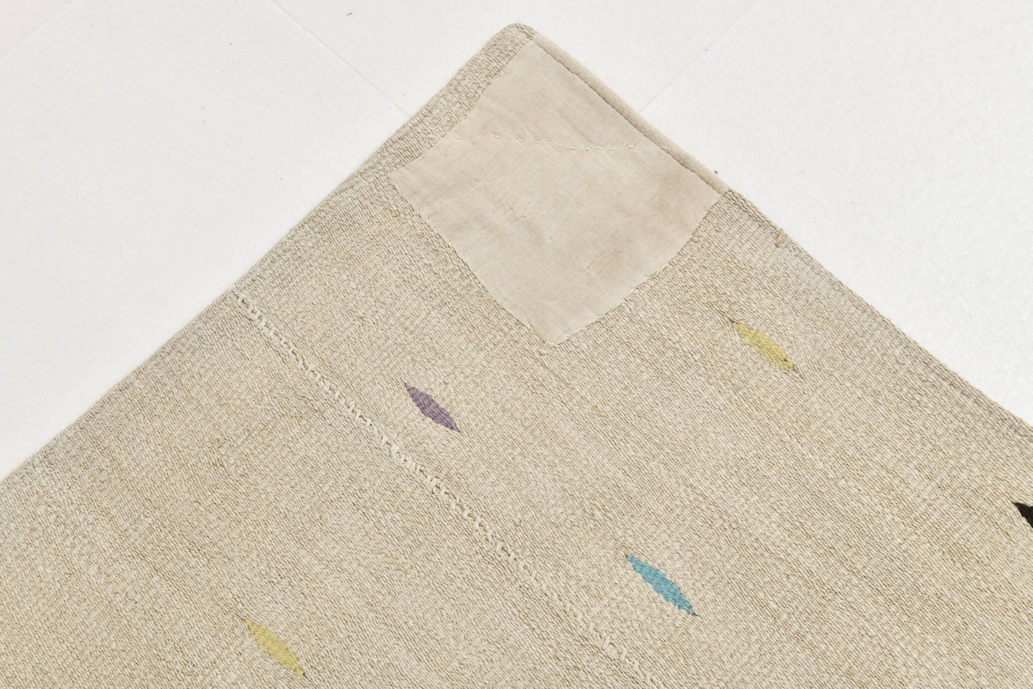 Beige & Cream Polka Dot Pattern Kilim Rug, 164x225Cm