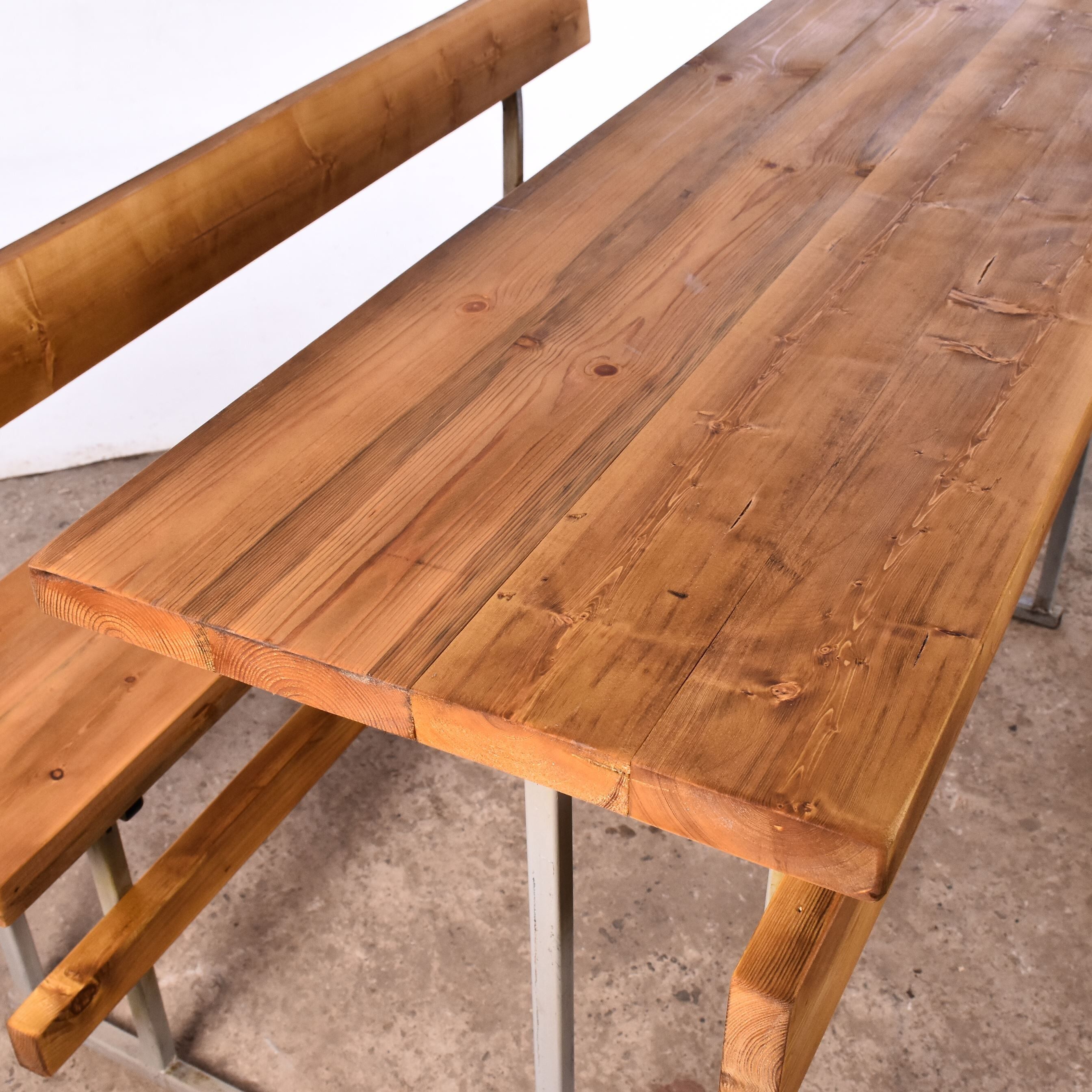 school desk with bench