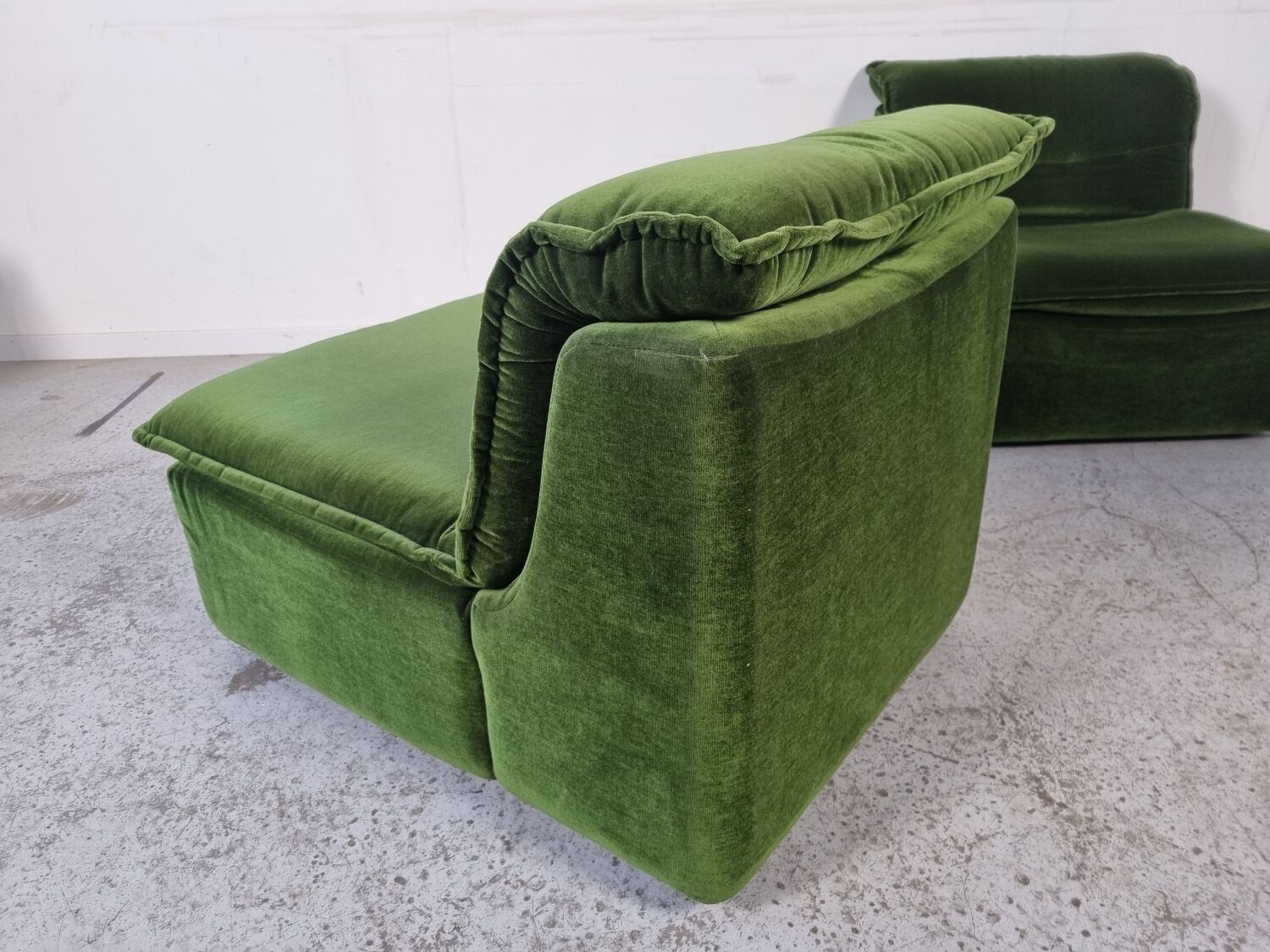 Pair of modular armchairs with ottoman, 70s