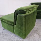 Pair of modular armchairs with ottoman, 70s