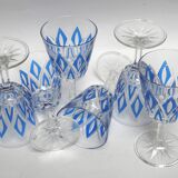 6 water glasses VMC Reims Harlequin blue