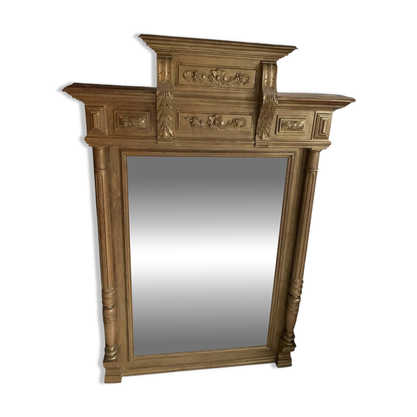 Large mercury beveled wooden mirror
