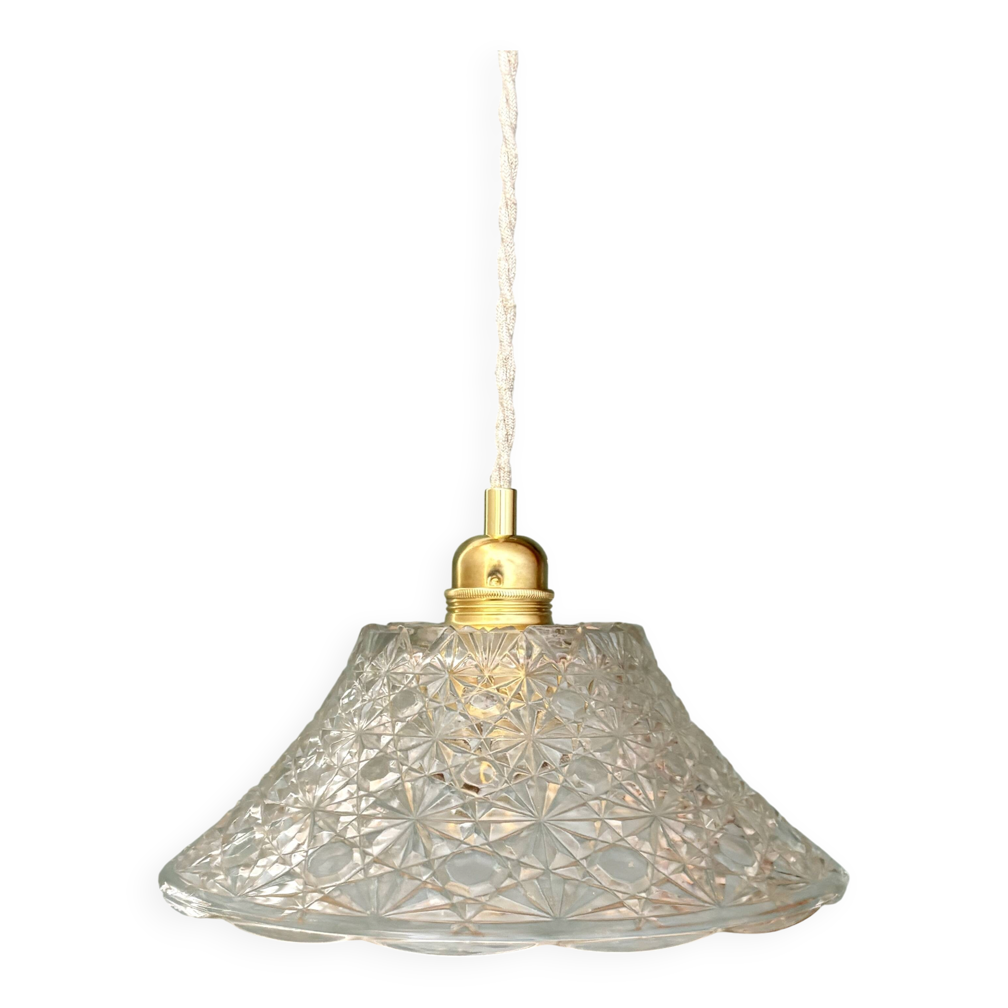 Vintage molded glass lampshade pendant light - tableware collection -