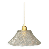 Suspension abat-jour vintage en verre moulé - collection vaisselle -