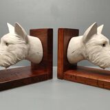 Dog head bookends ~ composite resin ~ vintage from the 70s/80s ~ england