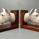 Dog head bookends ~ composite resin ~ vintage from the 70s/80s ~ england