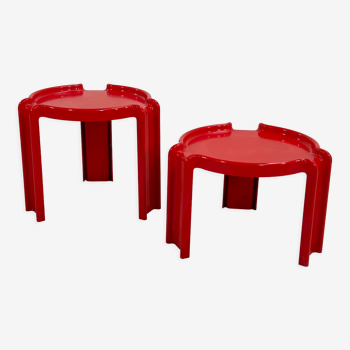 Pair of Red Side Table by Giotto Stoppino for Kartell, 1970