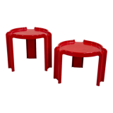 Pair of Red Side Table by Giotto Stoppino for Kartell, 1970