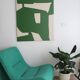 Organic abstract on green and beige canvas 100x81cm