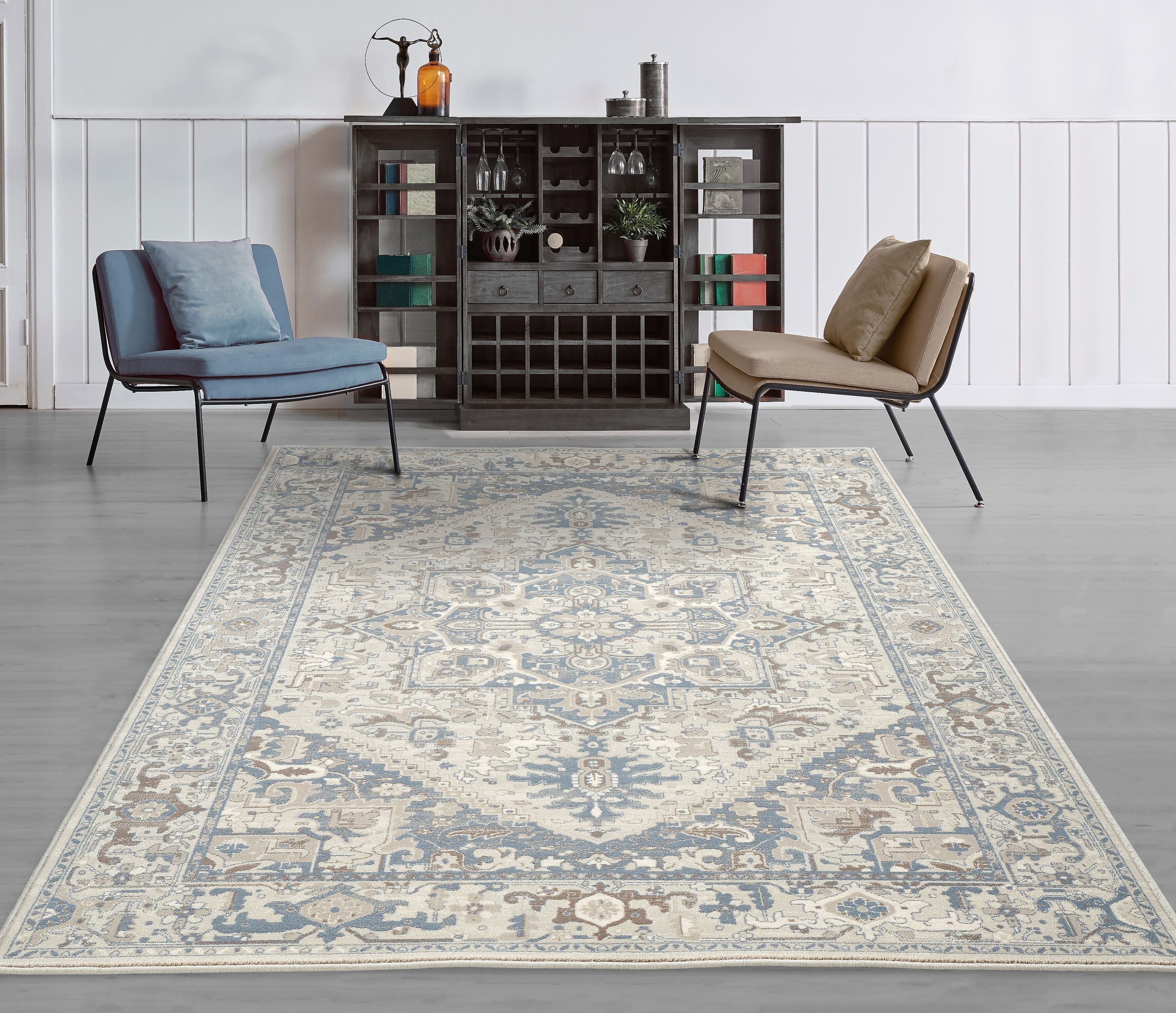 Tapis oriental 240x340 cm bleu ciel