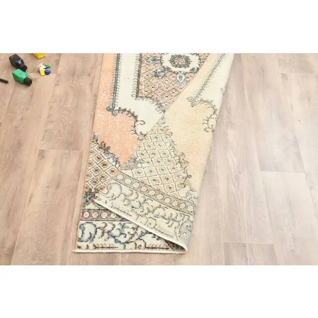 1970s Turkish Oushak Handmade Wool Cotton Orange Runner Rug 73x192