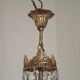 French Empire Style Bronze Single Montgolfier Crystal Basket Chandelier