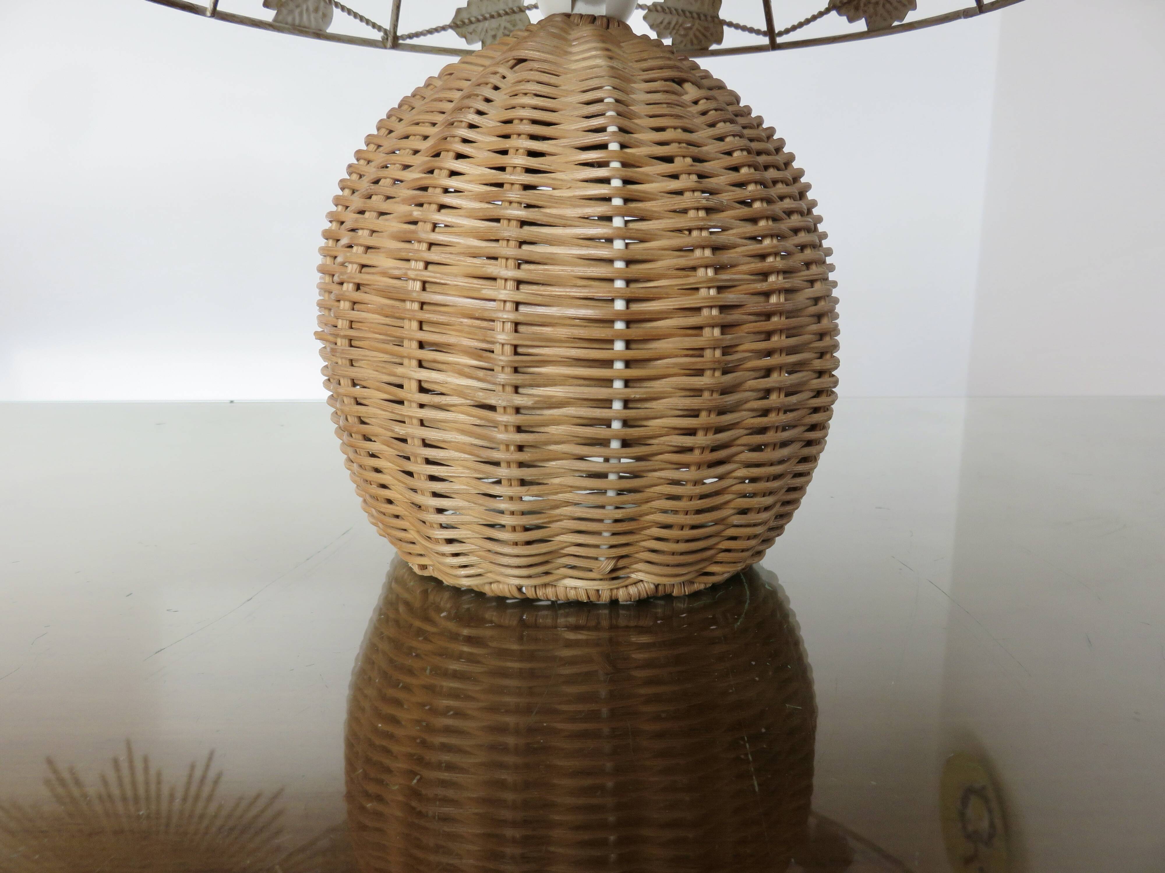 Pair of rattan lamps, 1980s