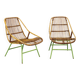 Rare pair of Alan Fuchs for ULUV rattan lounge chairs, Czechoslovakia, 1960s