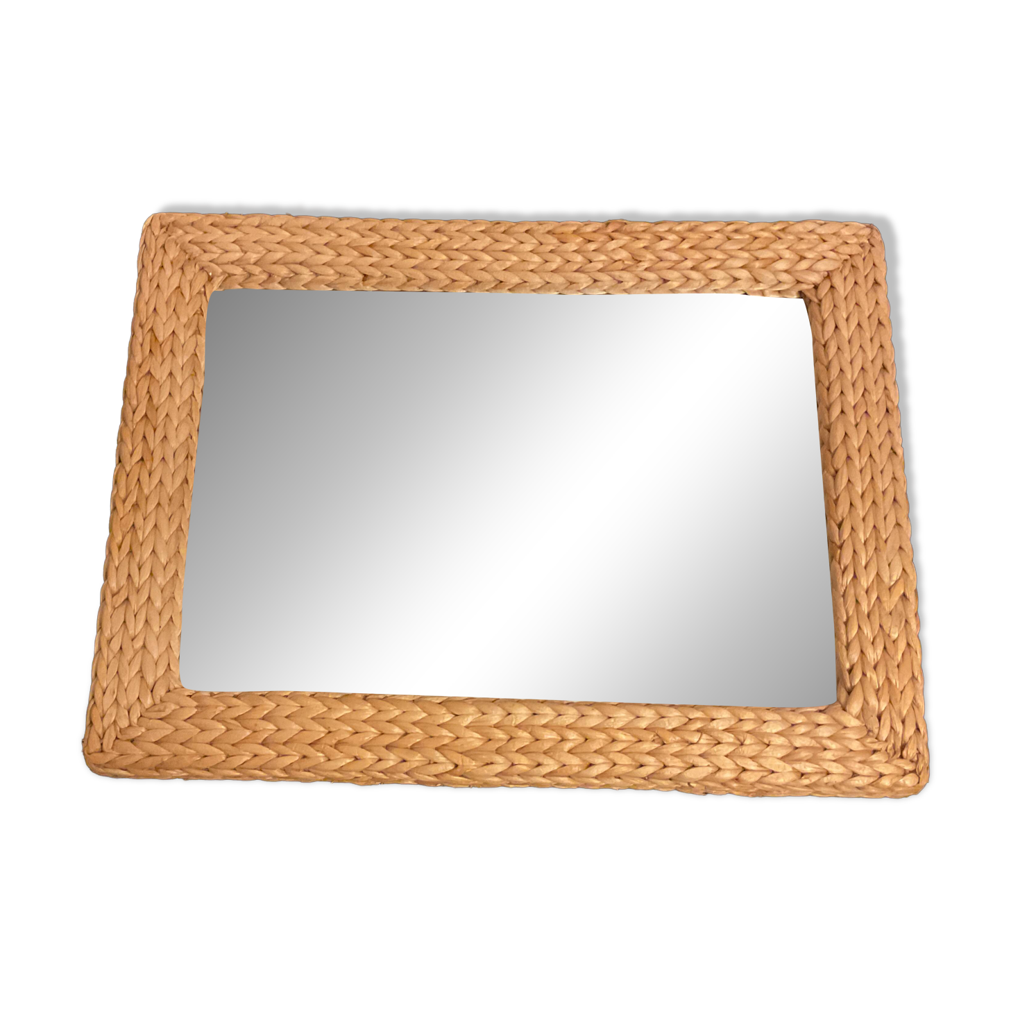 Grand miroir en cordage tressé