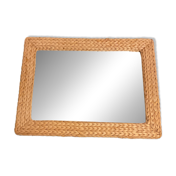 Grand miroir en cordage tressé