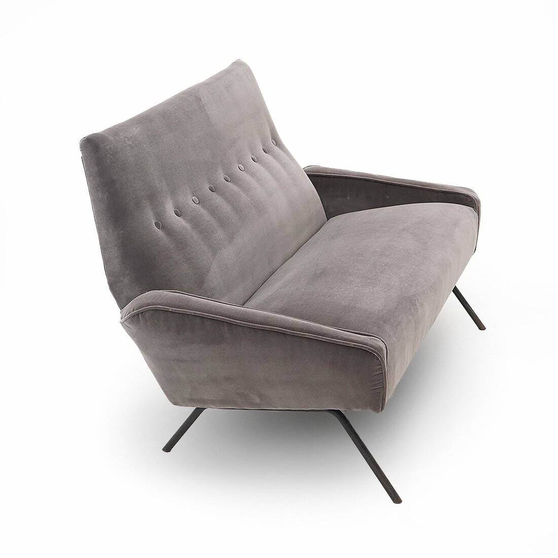 Two-seater velvet sofa by Felice Rossi, 1950s.