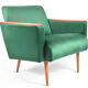 Original vintage armchair, 1960s, restored, green bottle velvet