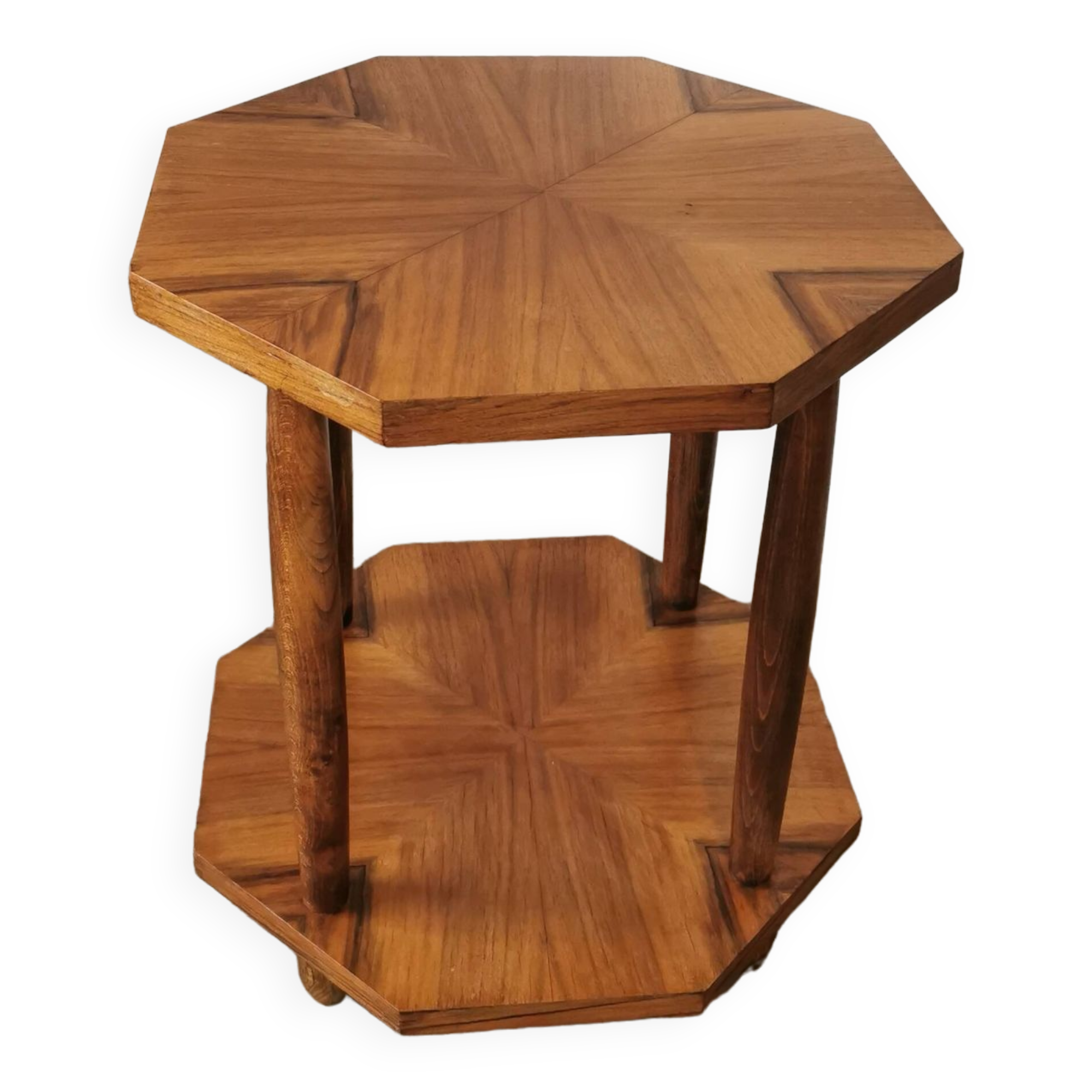 Art deco style serving table in walnut veneer