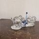 Double salt and pepper shaker, swan dragée, cobalt blue Murano glass.