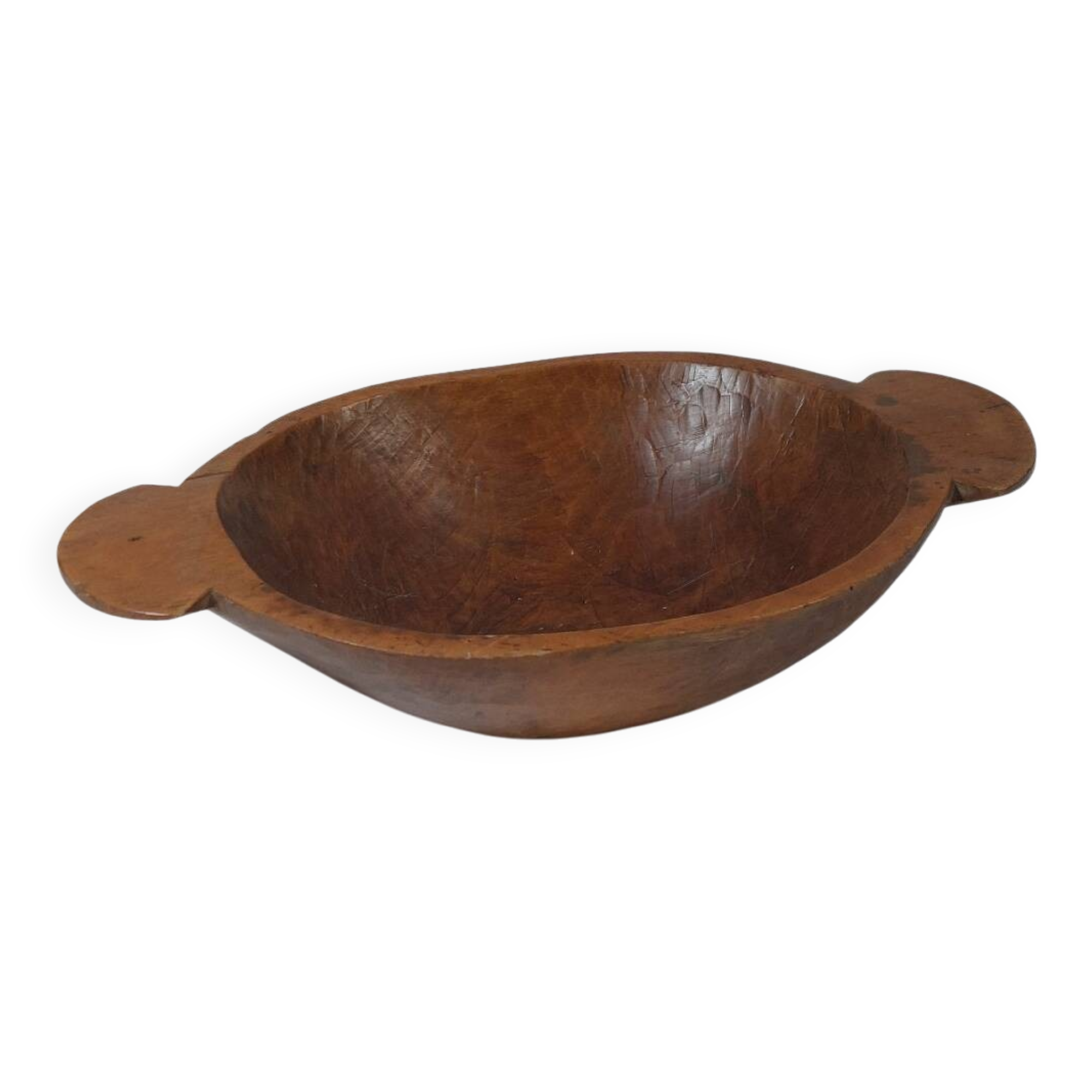 Vintage wooden fruit bowl hand-carved.