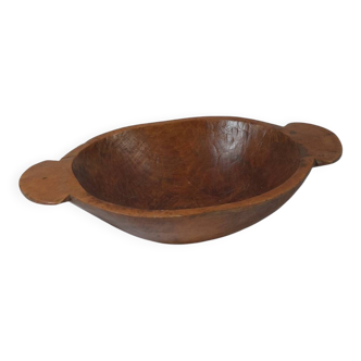 Vintage wooden fruit bowl hand-carved.