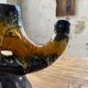 Vallauris black yellow ceramic candlestick