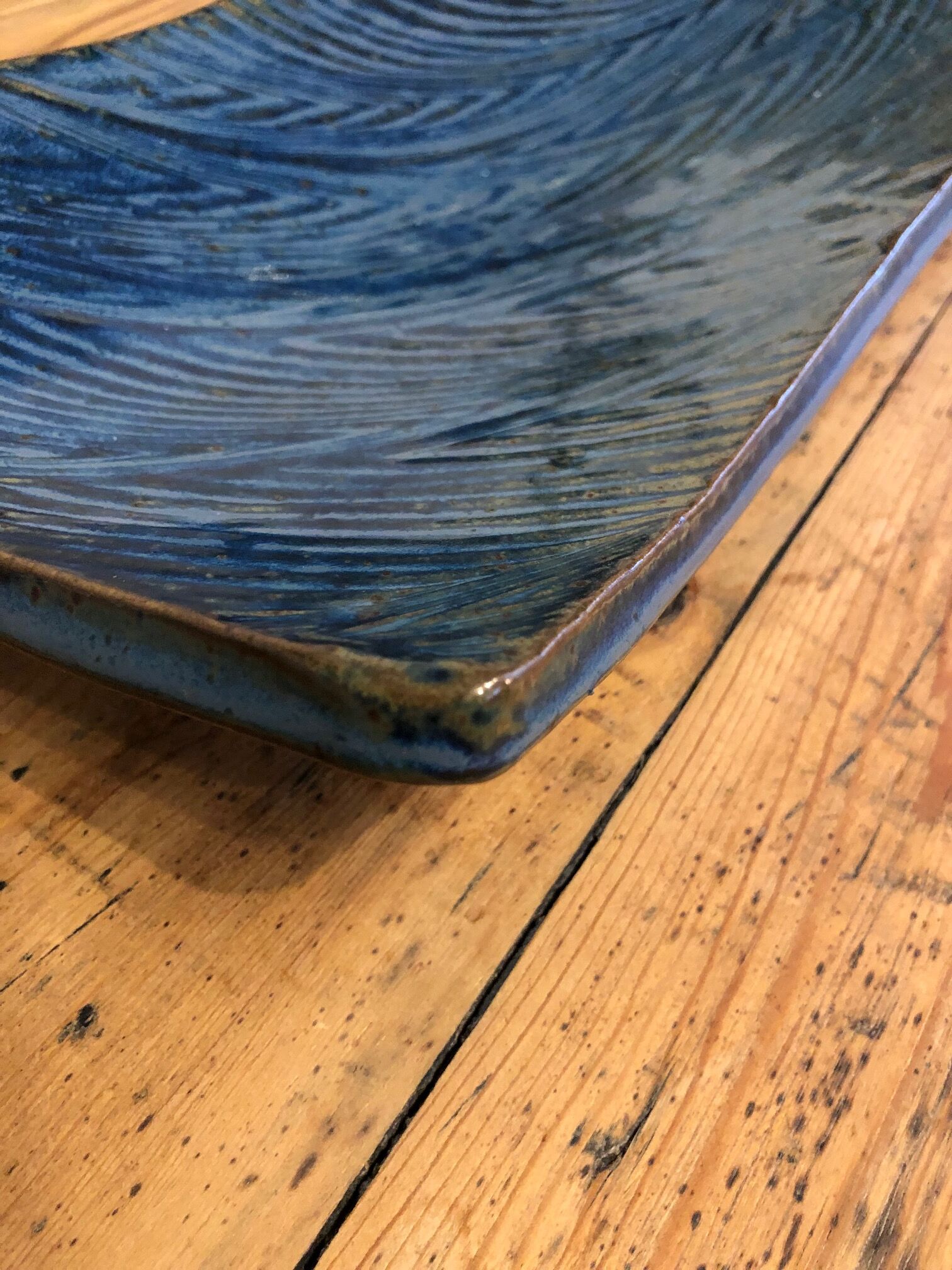 Empty blue ceramic pocket