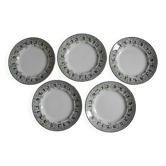 Lot of 5 flat plates, St Amand earthenware, antique French flate plates, 30s
