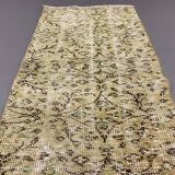 Distressed Turkish Narrow Runner 267x63 cm wool Vintage rug, Overdyed Yellow