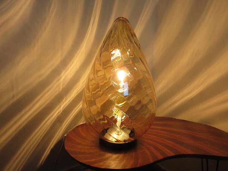 Murano glass "egg" lamp amber golden 60 70 years