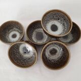 Set of 6 ramekins Bowls / cups in glazed ceramic Signed Alésia