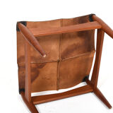 Illum Wikkelsø Teak and Leather Ottoman Denmark 1960s