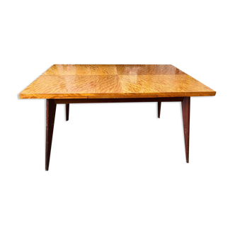 Grande table extensible en bois vernis vintage