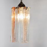Poliarte chandelier by polished albano, pink and transparent murano glass, italy, 1970