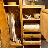 Asymmetrical raw wood wardrobe