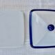 White and blue ceramic butter dish
