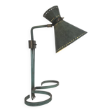 Vintage adjustable wall lamp, brass and patinated green, Italy 1950