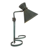 Applique vintage orientable, laiton et vert patiné, Italie 1950