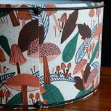 Scandinavian style fabric lampshade table lamp on sandstone base