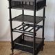 Vintage 50's black lacquered bamboo trolley