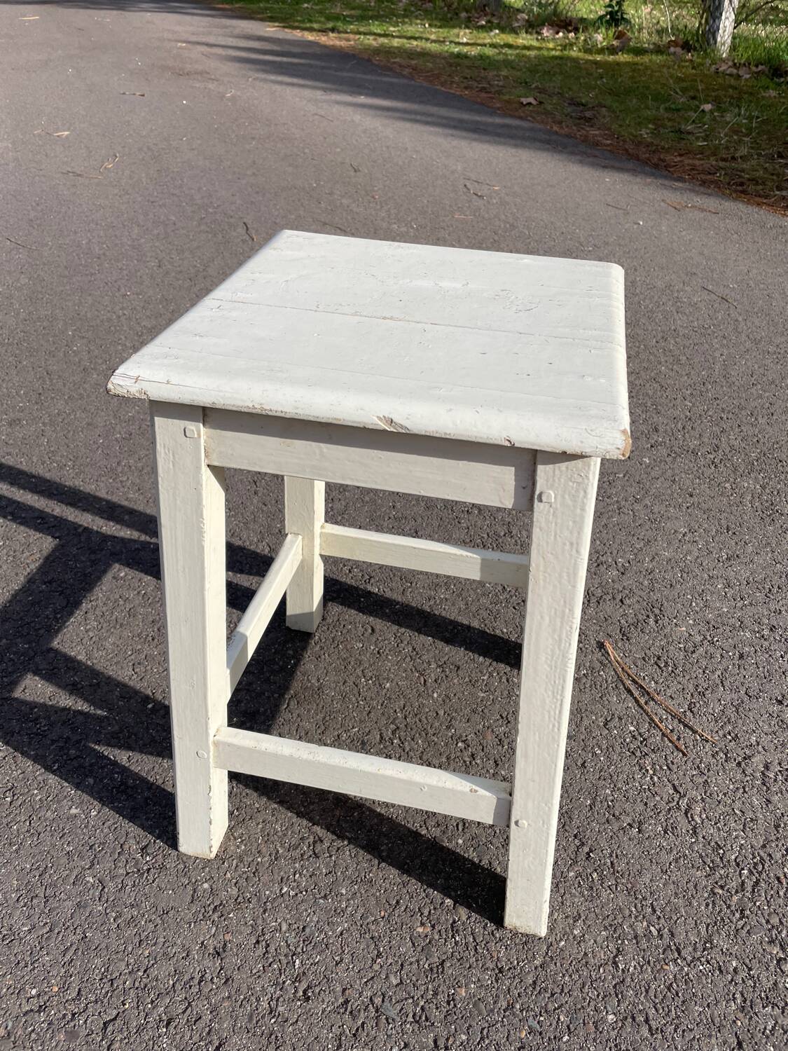 White square wooden stool