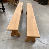 Oak farmhouse table and its 2 benches