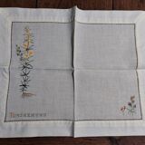 Embroidered placemats in vintage linen field flowers series of seven