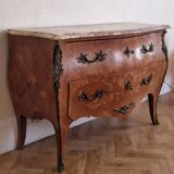 Louis XV style commode, pink and ochre marble.