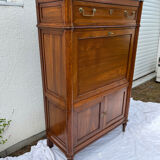 Louis xvi secretary in walnut with gray veined marble top 19th century