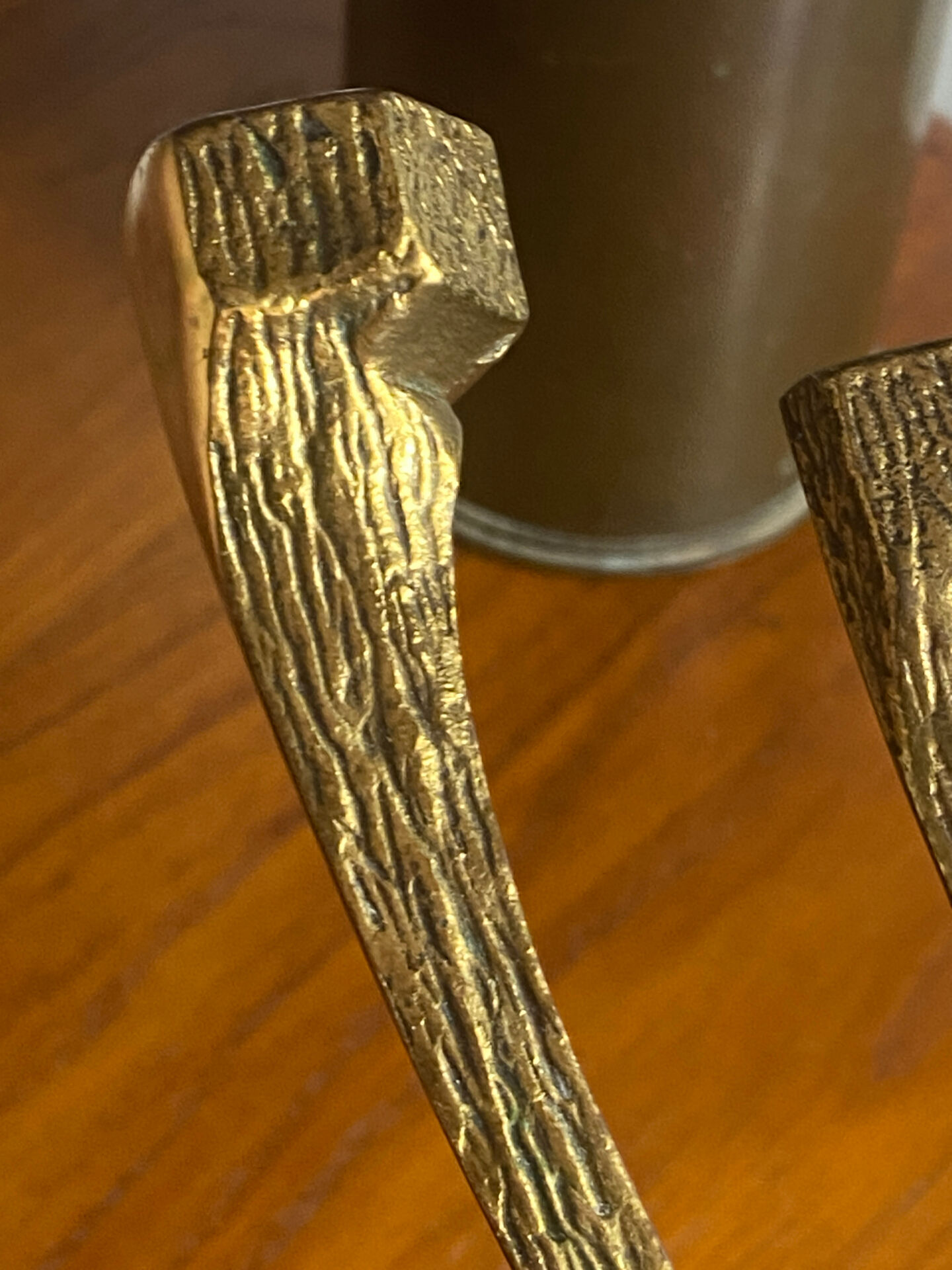 Chandelier, brutalist menorah, Wainberg, in brass.