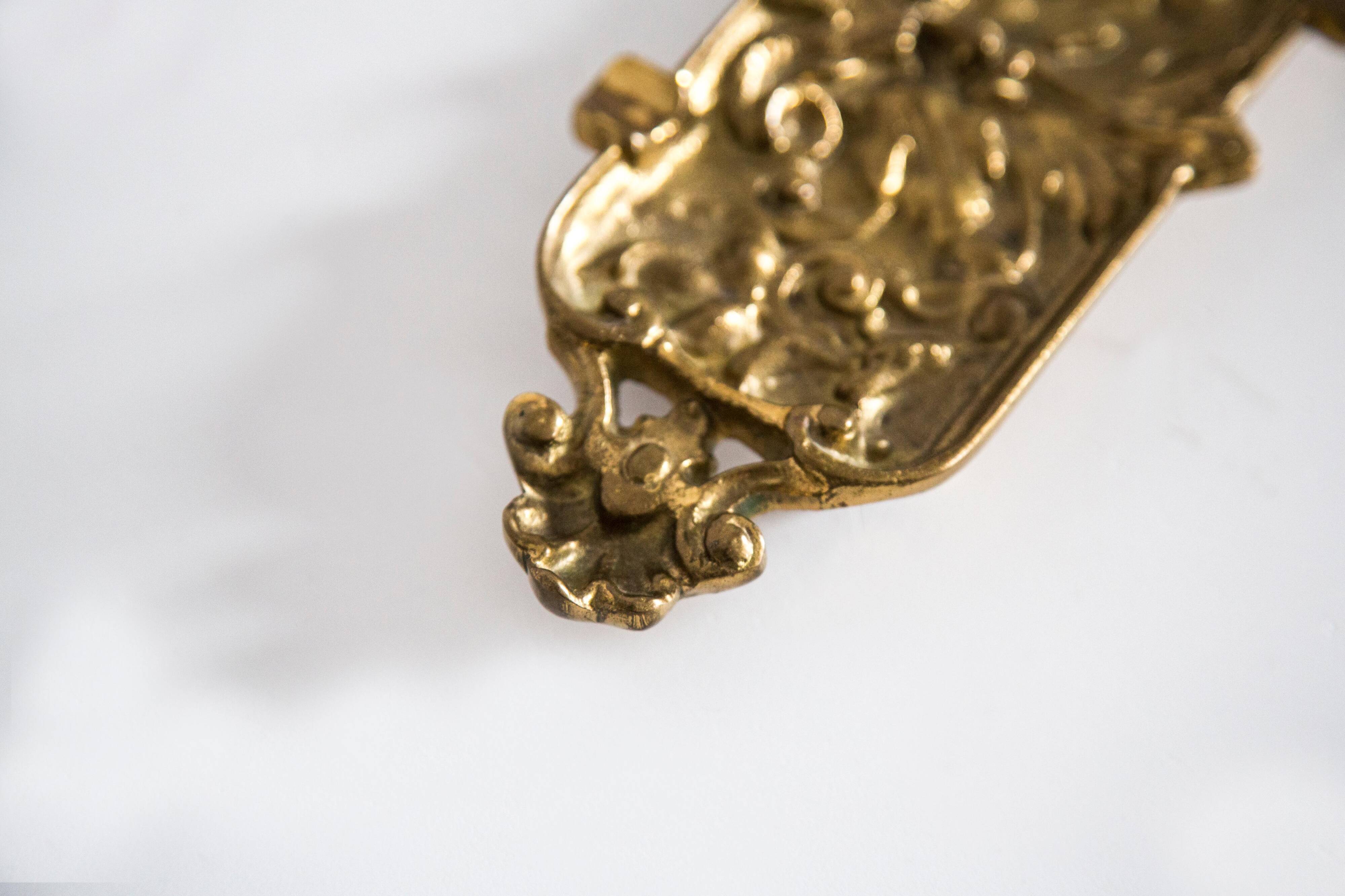 Small Bowl Ashtray in Brass Metal Mid-20th Century Golden Flowers Italy 1970s